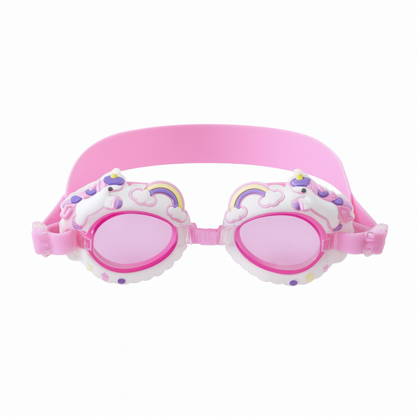 Rainbow Horse Design Children's Goggles - White &amp; Pink