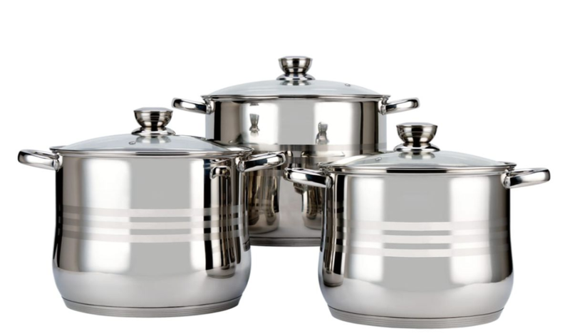 Stock Pot Set - 6 Piece - with Stainless Steel Lids