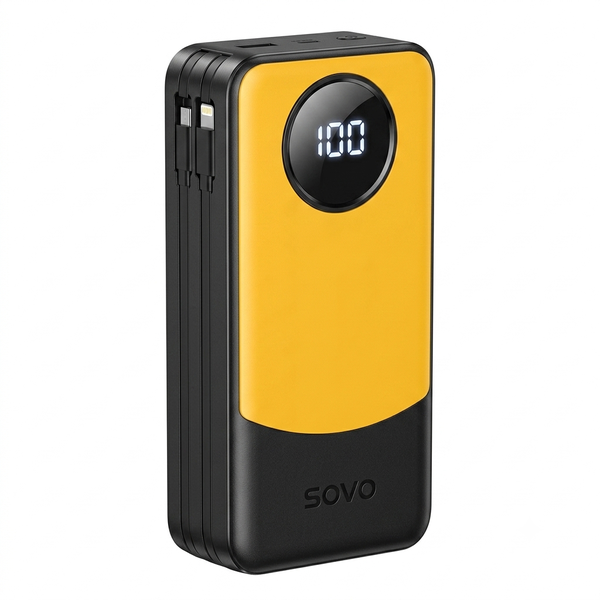SOVO 40000mAh Fast Charging Power Bank with Built-in Charging Cables