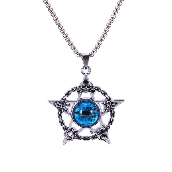 Punk style five star Magic Eye pendant necklace