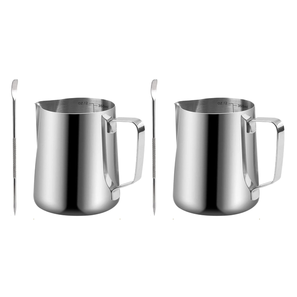 Stainless Steel Milk Jug with Decorating Pen - 2 Pack