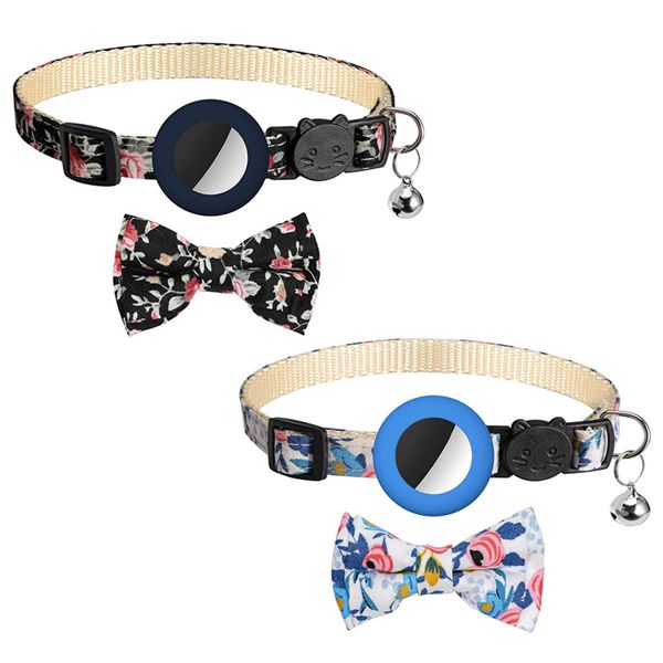 2 Pack Cat Collars with Bell Compatible with Apple Airtag for Cats