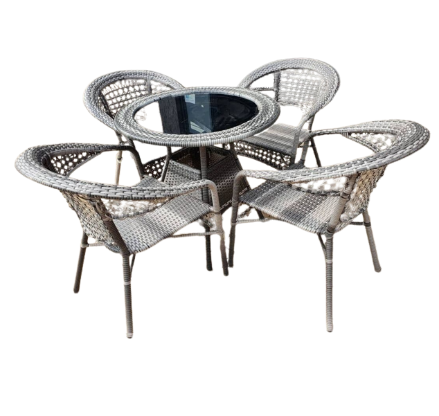 Patio / Balcony / Outdoor / Garden Set Four Seater Silver Grey