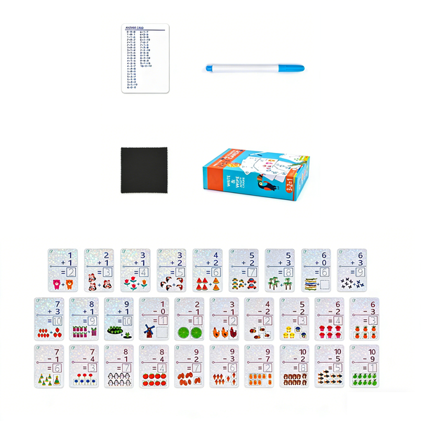 Dry-Erase Math Addition and Subtraction Flashcards-Kids Learning Cards