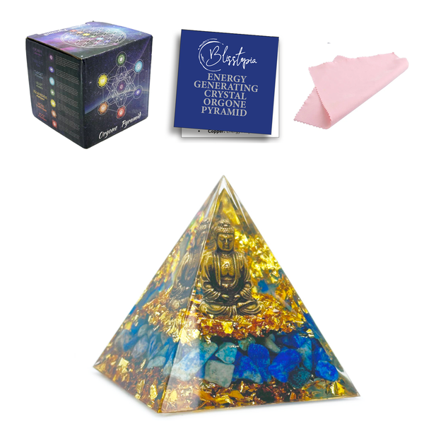 Orgone Crystal Pyramid Buddha &amp; Lapis Lazuli- Enhance Manifestation &amp; Luck