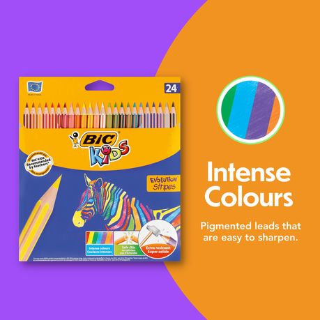 BIC Evolution Stripes - 24 Colouring Pencils for Kids, Students & Teachers, Shop Today. Get it Tomorrow!