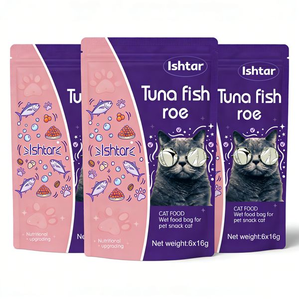 3 Packs 18 Pieces Lickable Cat Treats for Cats and Kittens - Tuna Fish Roe