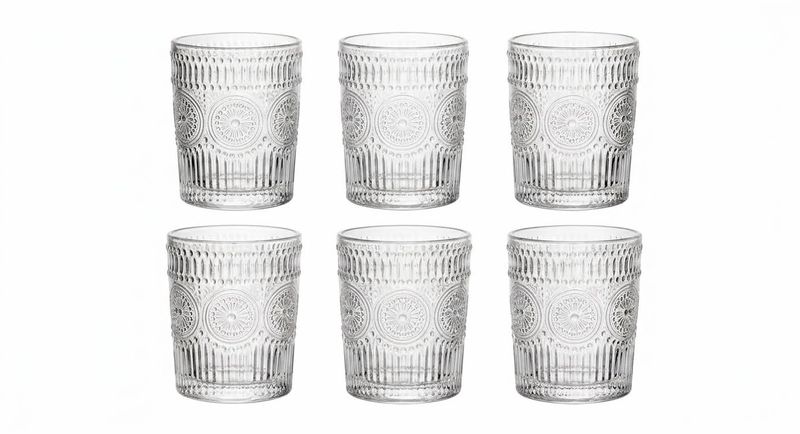 Home Embossed Vintage Glass Tumbler Set - 6 Piece