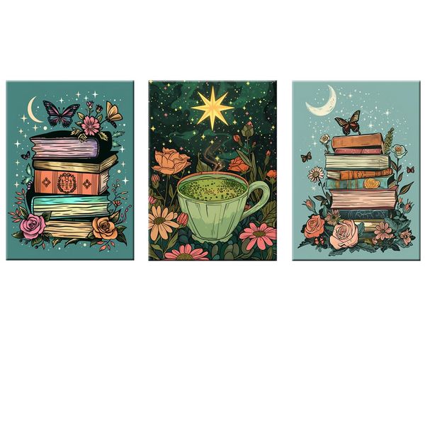 Canvas-Art-3 Pieces Very Mindful Bookworm Wall Art