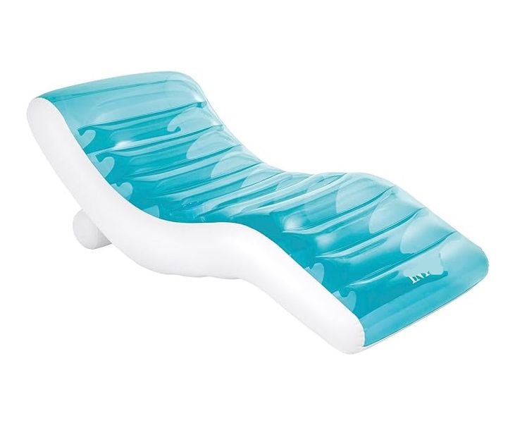 Inflatable Pool Lounger Reclining Floating Chair Blue &amp; White 191x99x28cm