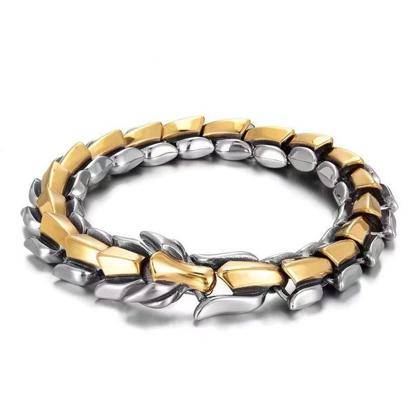 Bracelets For Men S925 Silver Plated Titanium - Viking Dragon - Silver