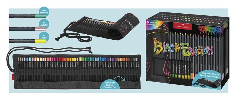 Faber-Castell Black Edition Soft colour pencil roll with 72pencils