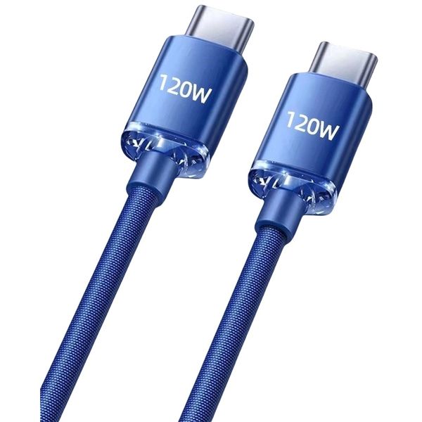 120W 6A Fast USB Type-C Braided Cable 2M Compatible with Mobile Phones