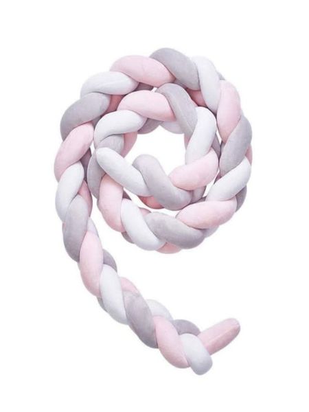 Nuovo - Knot Cot Bumper - 2m- Grey,Pink &amp; White