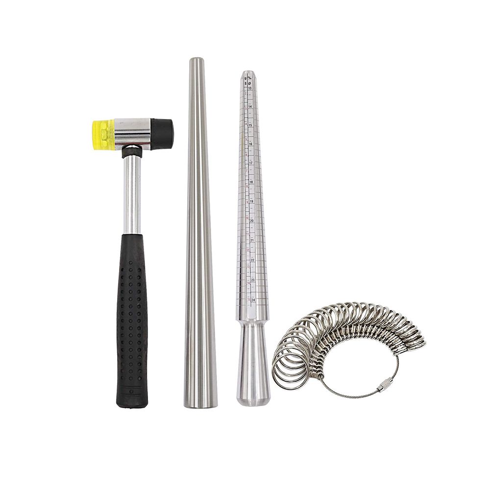 Ring Sizer Measuring Tool with Ring Making Rubber Mallet Hammer Kit