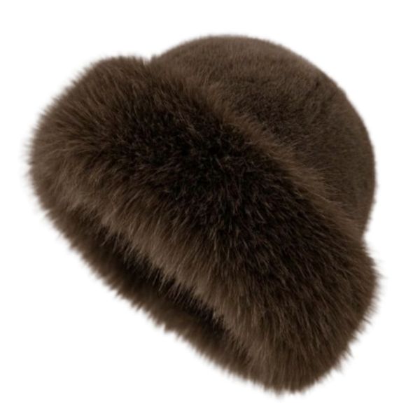 Women's Winter Fluffy Hat -Faux Fur Warm Plush Bucket Hat, Korean Style Cap