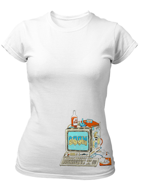 PepperSt Ladies White T-Shirt - Doom