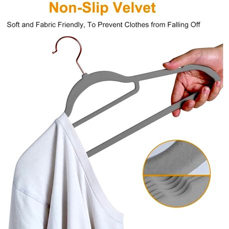 Smartor Grey Velvet Hangers 50 Pack, Felt Hangers Non Slip | Rose Gold Hook  Flocked Hangers Coat Hangers for Closet, Coat Hangers Heavy Duty Jacket