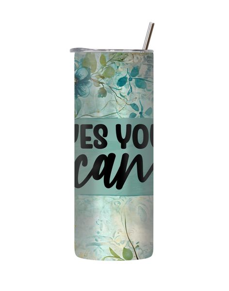 Yes 20 Oz Tumbler with Lid and Straw Calligraphy Quotes Graphic Present 124