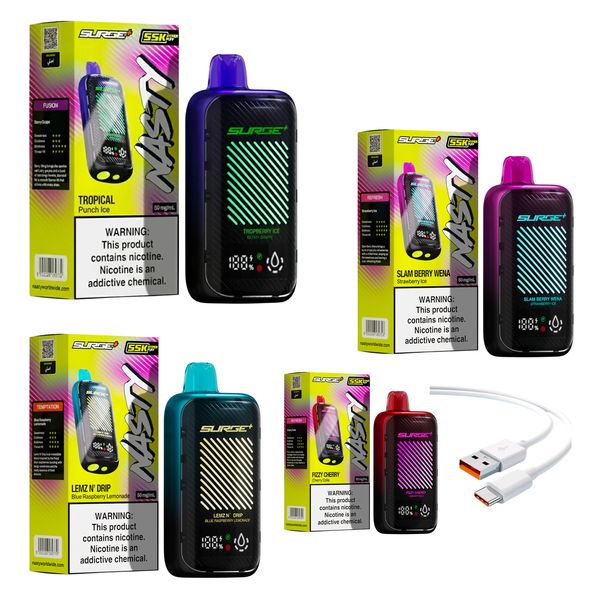 Nasty Surge 55k Party Mix Variety pack of 4 + DiscoVape Charging Cable