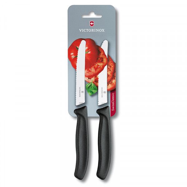 Victorinox Table Knife Serrated 11cm Black 2Pce