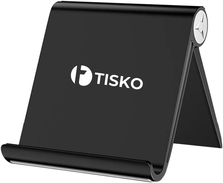 TISKO Smartphone &amp; Tablet Desktop Stand, Adjustable Angle (Black)