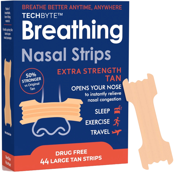 TechByte Nasal Strips - Snoring Relief/Reduces Nasal Congestion - 44 Strips