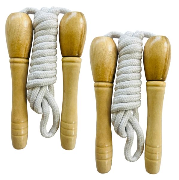 Kids' Skipping Rope with Wooden Handles for School &amp; Play - Set of 2