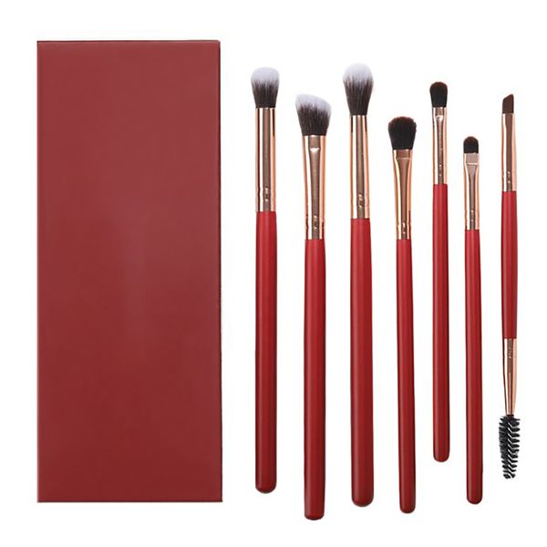 7 Red Wooden Eyeshadow Brushes