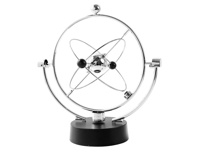 Perpetual Motion Kinetic Orbital Desk Sculpture - Silver