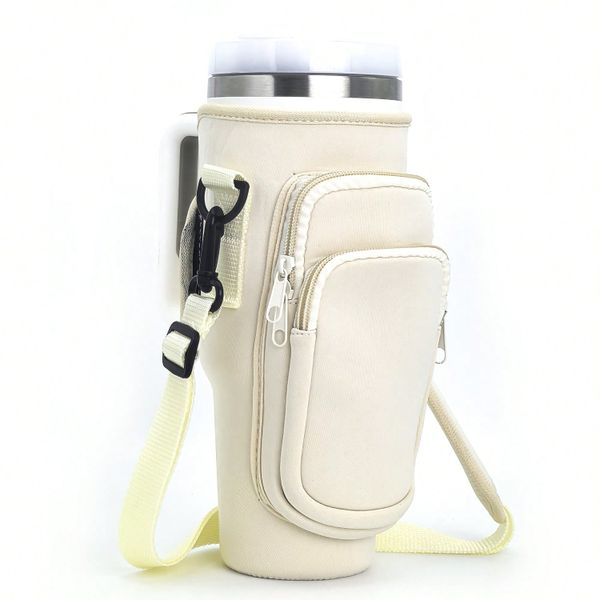 Water Bottle Carrier Bag Holder with Shoulder Strap and Phone Pocket 40oz