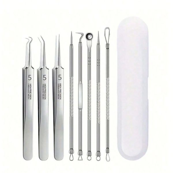 8 Piece Premium Blemish Extraction Tool Kit - Professional Set with Case
