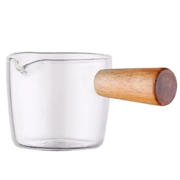 High Borosilicate Glass Sauce Cup Mini Sauce Jar With Wooden Handle