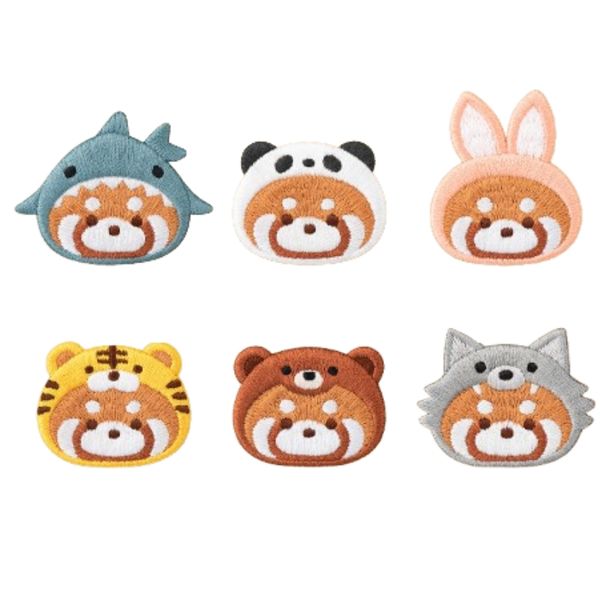 6Pcs Red Panda Embroidered Patches Bulk for DIY, Self-Adhesive Style,Sew On