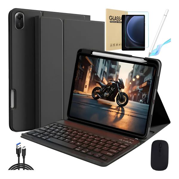 Keyboard Case Compatible With Redmi Pad 2 2025 With Tempered Glass Screen