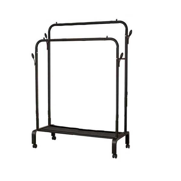 Double Rail Clothes &amp; Shoes Storage Rack - Black
