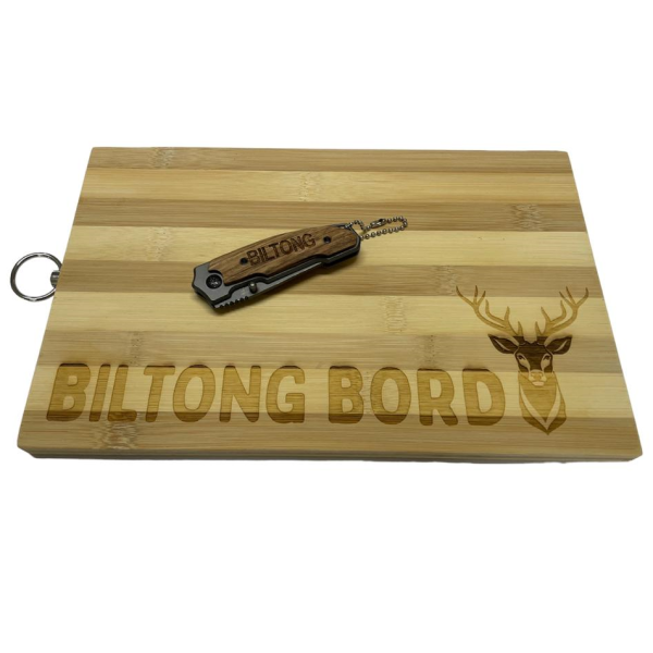Engraved Biltong Cutting Board &amp; Gerber Knife Gift