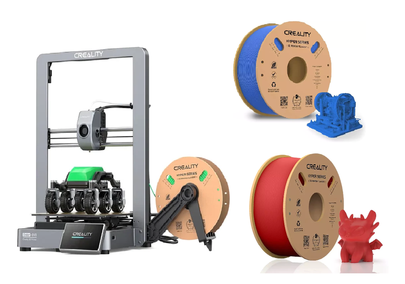 Creality Ender 3 V3 CoreXZ 3D Printer + CS Hyper PLA Filament Blue &amp; Red