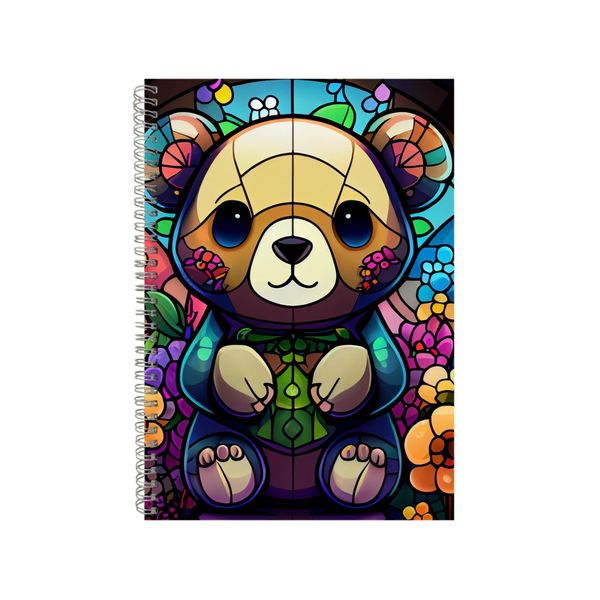 Cartoon Bear Flower Stained Glass Notebook Animal Gift Idea A4 Notepad Pad 89