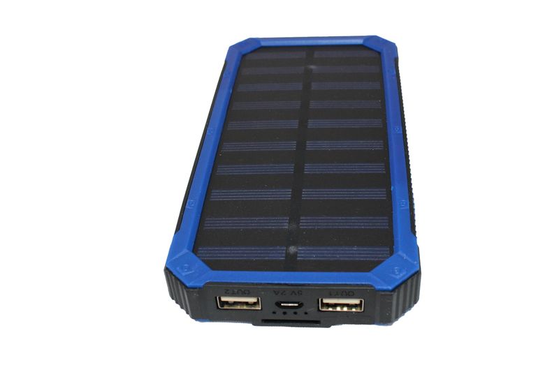 800mAh Solar Powered Dual USB Output Power Bank with Emergency Flashlight