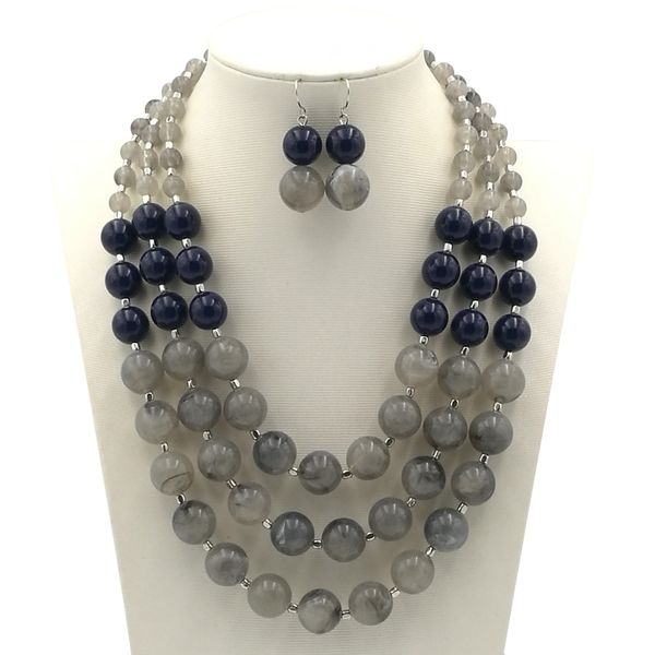RANDROSE Vintage Multilayer Necklace And Earring Set-GREY