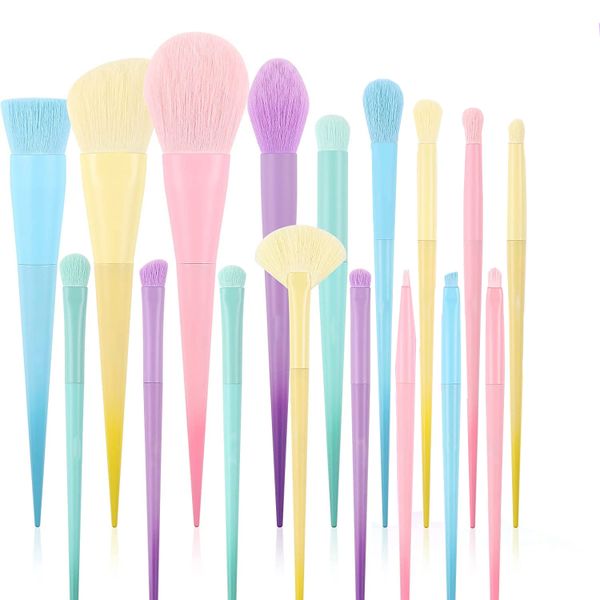 17 Pcs Colourful Makeup Brush Set-Vegan Soft Synthetic Bristles