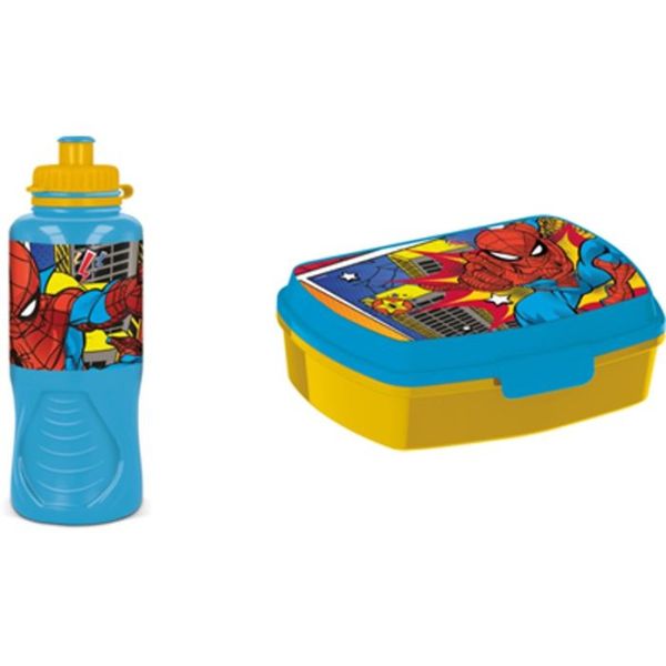 Spiderman Ergo Sports Bottle &amp; Funny Sandwich Box