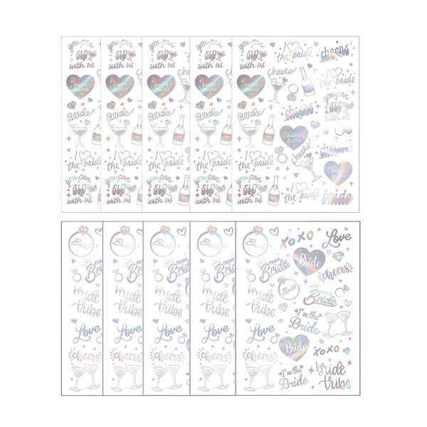10 Sheets Bachelorette Laser Temporary Tattoos-for Bridesmaid&amp;Bride To Be