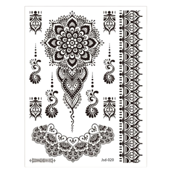 Elegant Mandala Lotus Tattoo - Black
