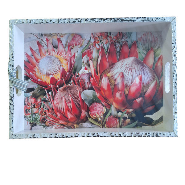 Vintage Fancy Style Tray with Protea or Peonies Design