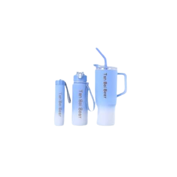 3-Piece Gradient Water Bottle Set - 1200ml, 800ml, 300ml Leakproof Bottles