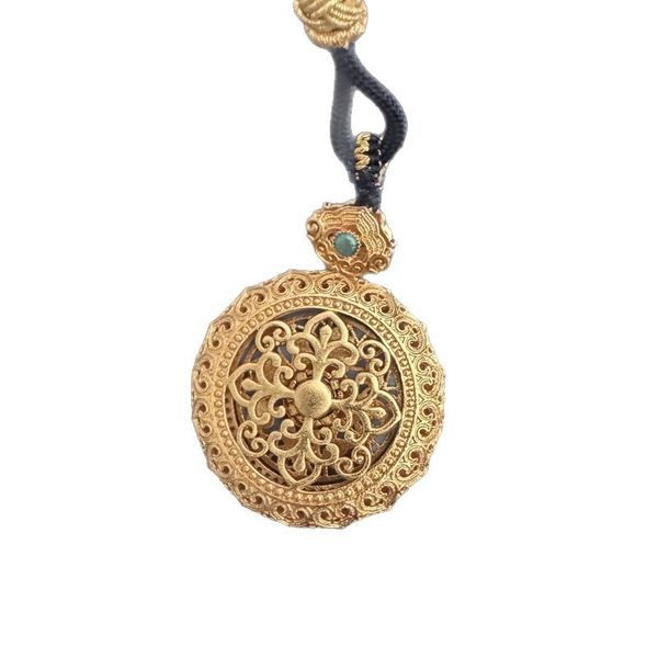 Ancient Sand Gold Rotatable Ruyi Diamond Inlaid Pendant Women's Jewelry