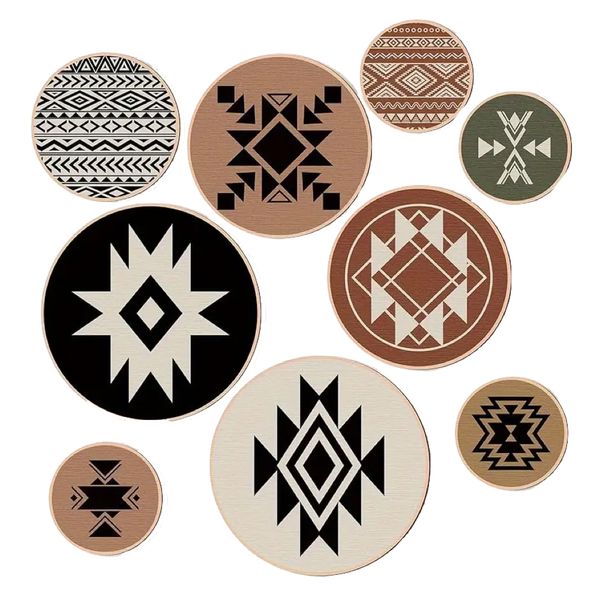 Decor Multi-Colour Abstract Bohemian Style Wall Art 9 Piece