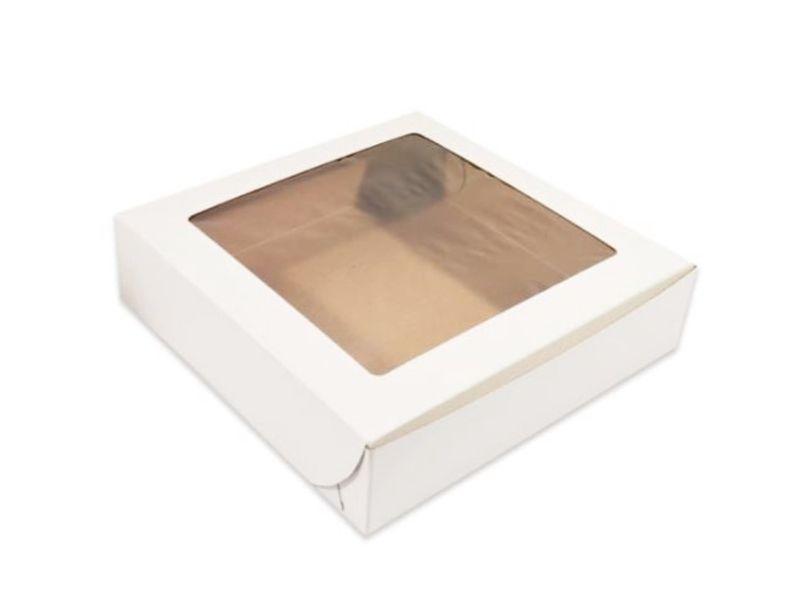 Box Mania - White Cake or Doughnuts Box with Window - 100 Units - 5 x 5 x 2